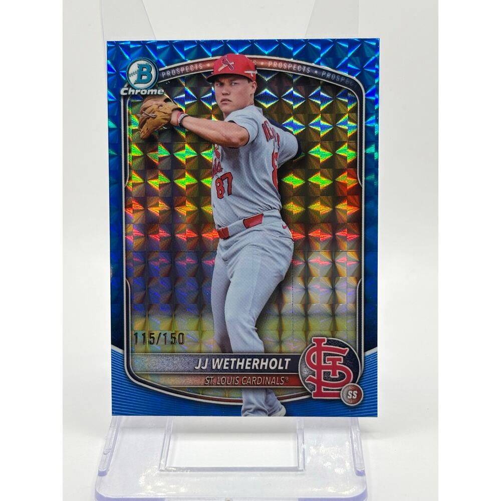 2025 Bowman Draft Chrome JJ Wetherholt Blue Geometric Refractor 115/150 SP Cards